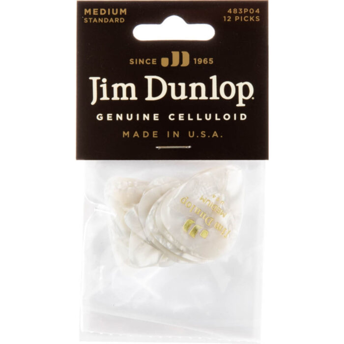 Player´s Pack 12 Púas Dunlop 483P-04MD Celluloid White Perloid Medium