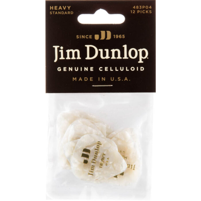 Player´s Pack 12 Púas Dunlop 483P-04HV Celluloid White Perloid Heavy