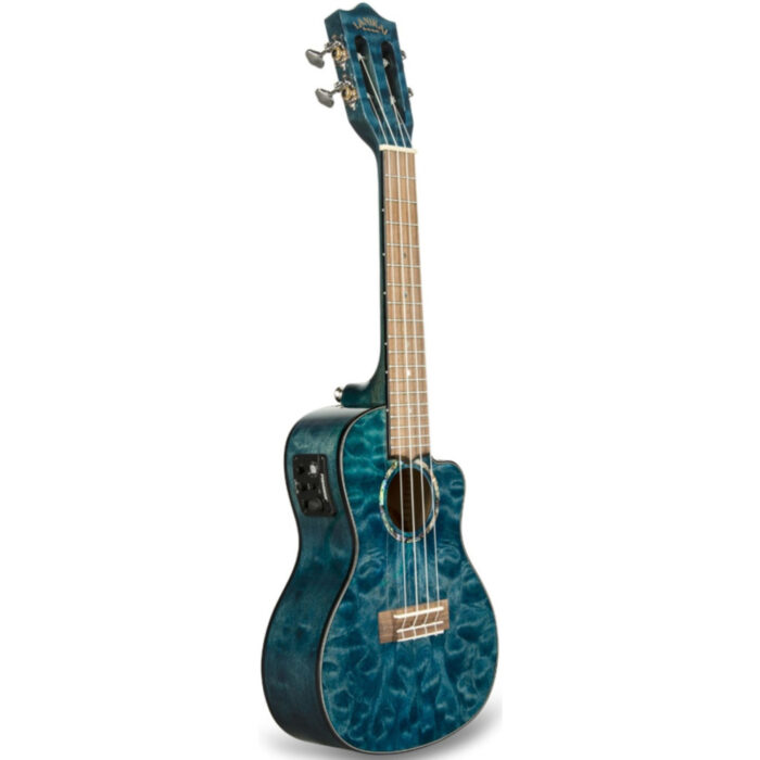 Ukelele Concert Lanikai QM-BLCEC Quilted Maple Electrificado Blue