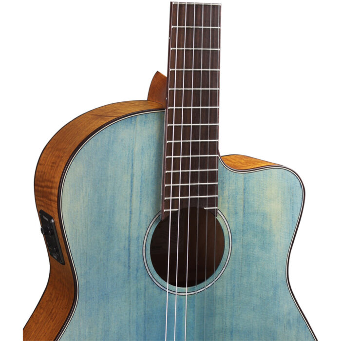 Guitarra Clásica Veelah VEE-101 Cutaway Electrificada Azul Denim - Imagen 3