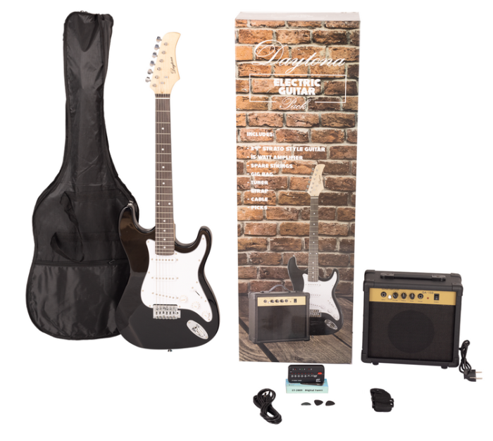PACK DE GUITARRA ELÉCTRICA DAYTONA TIPO STRATOCASTER NEGRO
